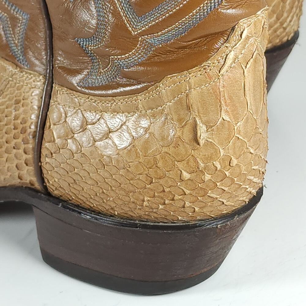 Tony Lama Men's US 8,5D Brown Python Snake Skin Exotic Western Cowgirl Boots - Picture 14 of 16